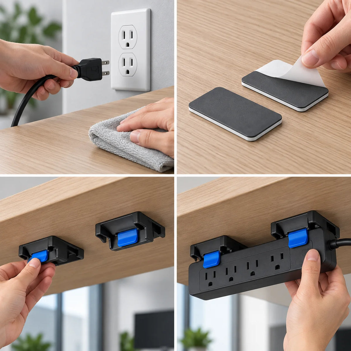 Adhesive Power Strip Mount Pair — function