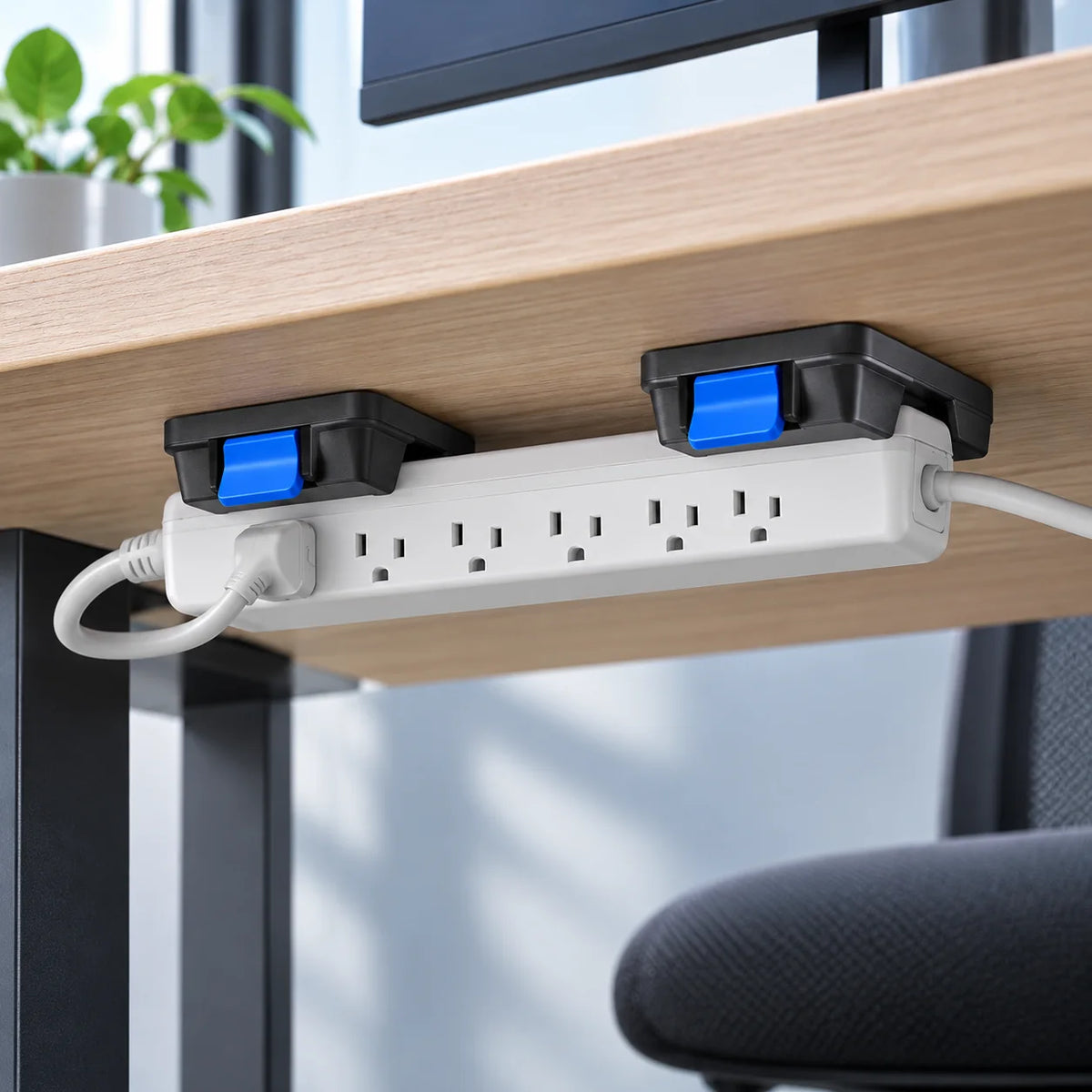 Adhesive Power Strip Mount Pair — in use